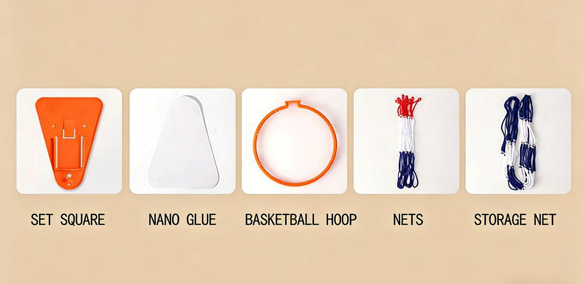 🏀Wall-Mounted Indoor/Outdoor Self-Adhesive Plastic Portable Basketball Hoop with Accessories