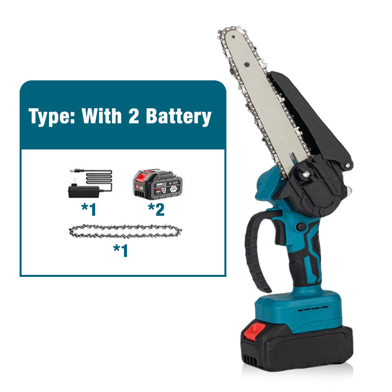 6‑inch Cordless Mini Chainsaw with 2 Batteries⚡ Portable handheld saw for garden pruning & wood cutting.