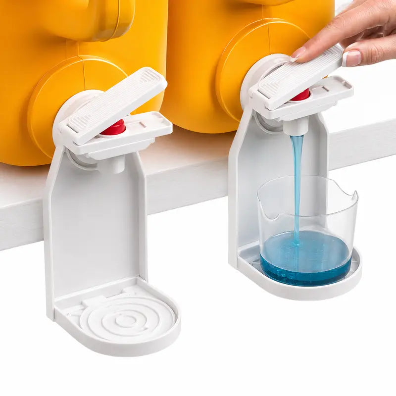 Laundry Detergent Dispenser Cup Holder with Upgraded Nozzle, Drip Tray & Easy Switch, No Mess Liquid Organizer for Laundry Room