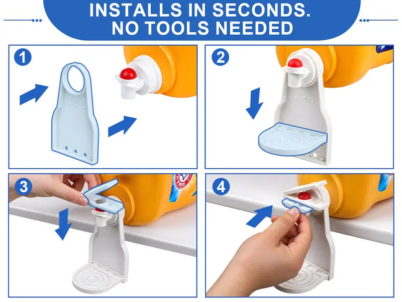 Laundry Detergent Dispenser Cup Holder with Upgraded Nozzle, Drip Tray & Easy Switch, No Mess Liquid Organizer for Laundry Room