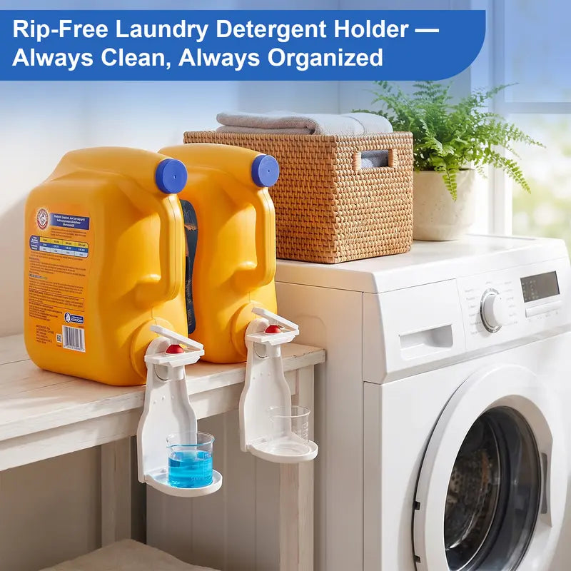 Laundry Detergent Dispenser Cup Holder with Upgraded Nozzle, Drip Tray & Easy Switch, No Mess Liquid Organizer for Laundry Room