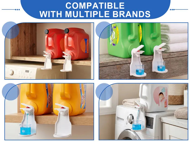 Laundry Detergent Dispenser Cup Holder with Upgraded Nozzle, Drip Tray & Easy Switch, No Mess Liquid Organizer for Laundry Room