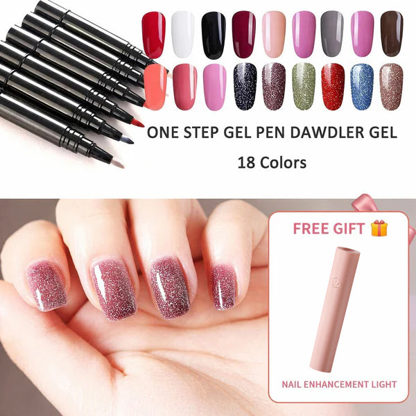 💅🌸Limited Time Buy 1 Get 1 Free ! ✨One Step Nail Gel Pen🎨Free handheld mini UV nail lamp💡