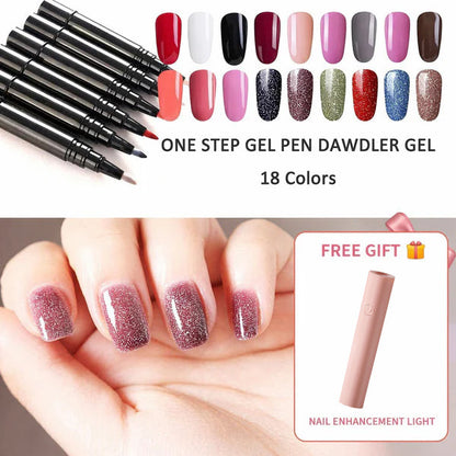 💅🌸Limited Time Buy 1 Get 1 Free ! ✨One Step Nail Gel Pen🎨Free handheld mini UV nail lamp💡