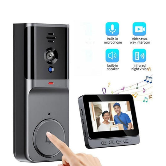 Wireless doorbell camera: 1080P, 170° angle, 4.3-inch screen, IPX65 outdoor waterproof rating, night vision