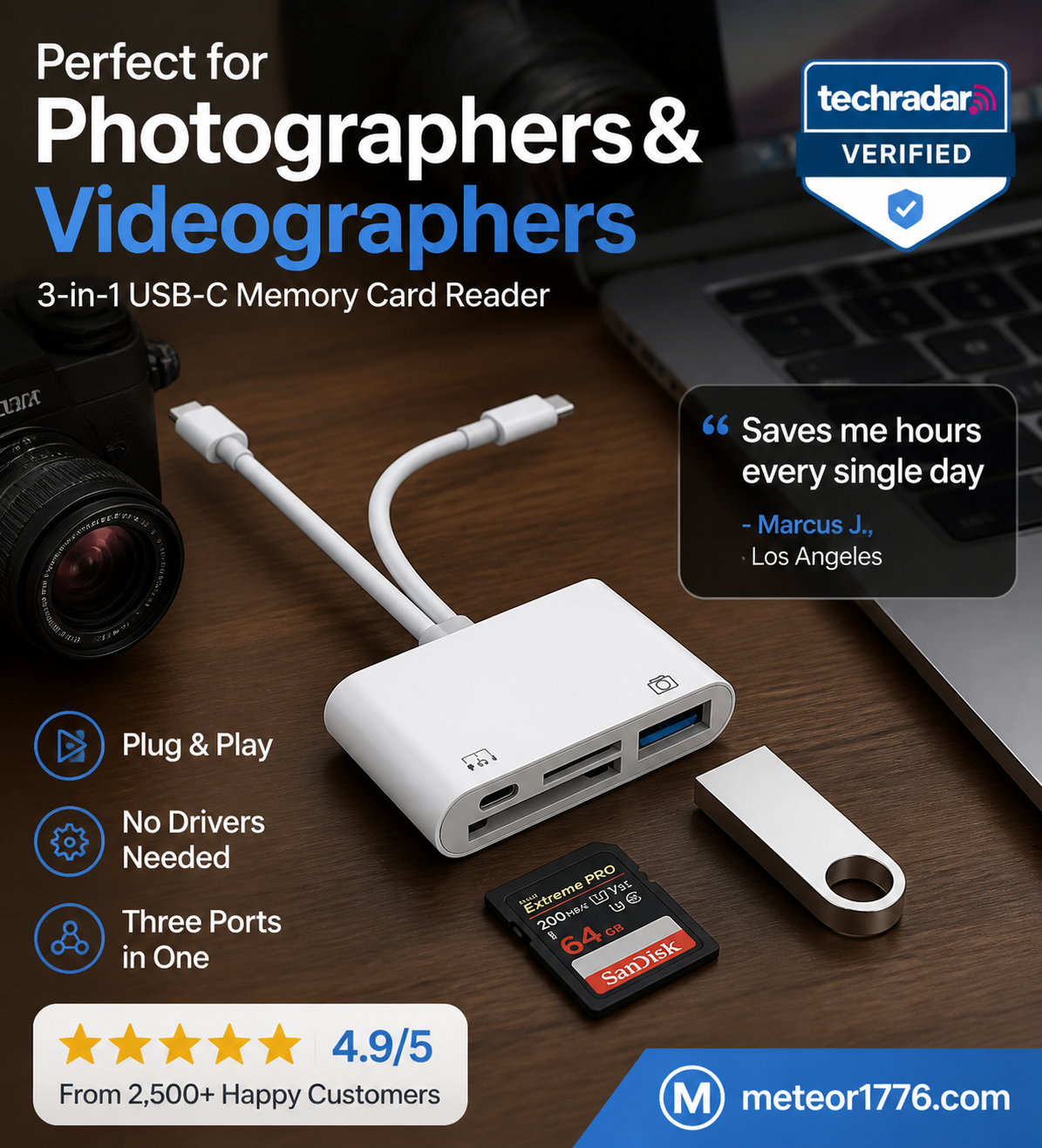 3-in-1 USB-C Memory Card Reader – meteor1776
