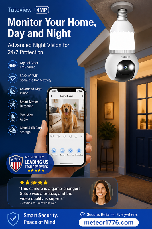 🔥All-New Upgrade✨4MP Light Bulb Security Camera 5G&2.4GHz Wireless Outdoor Indoor Camera with Night Vision