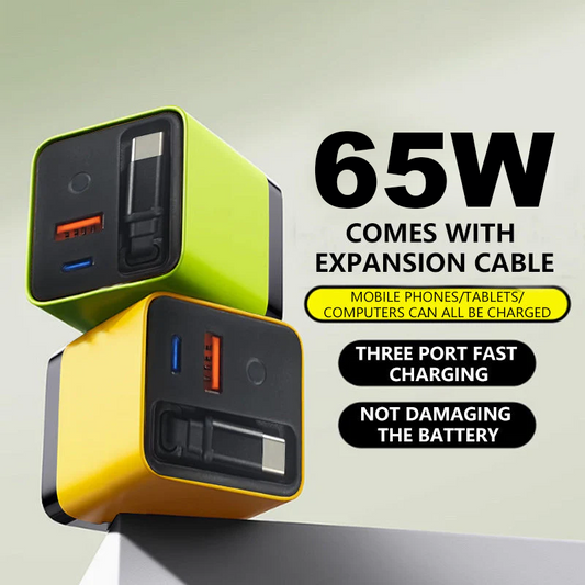 🔥65W Fast Charging Phone Charger Block with Retractable 80cm Type-C Cable