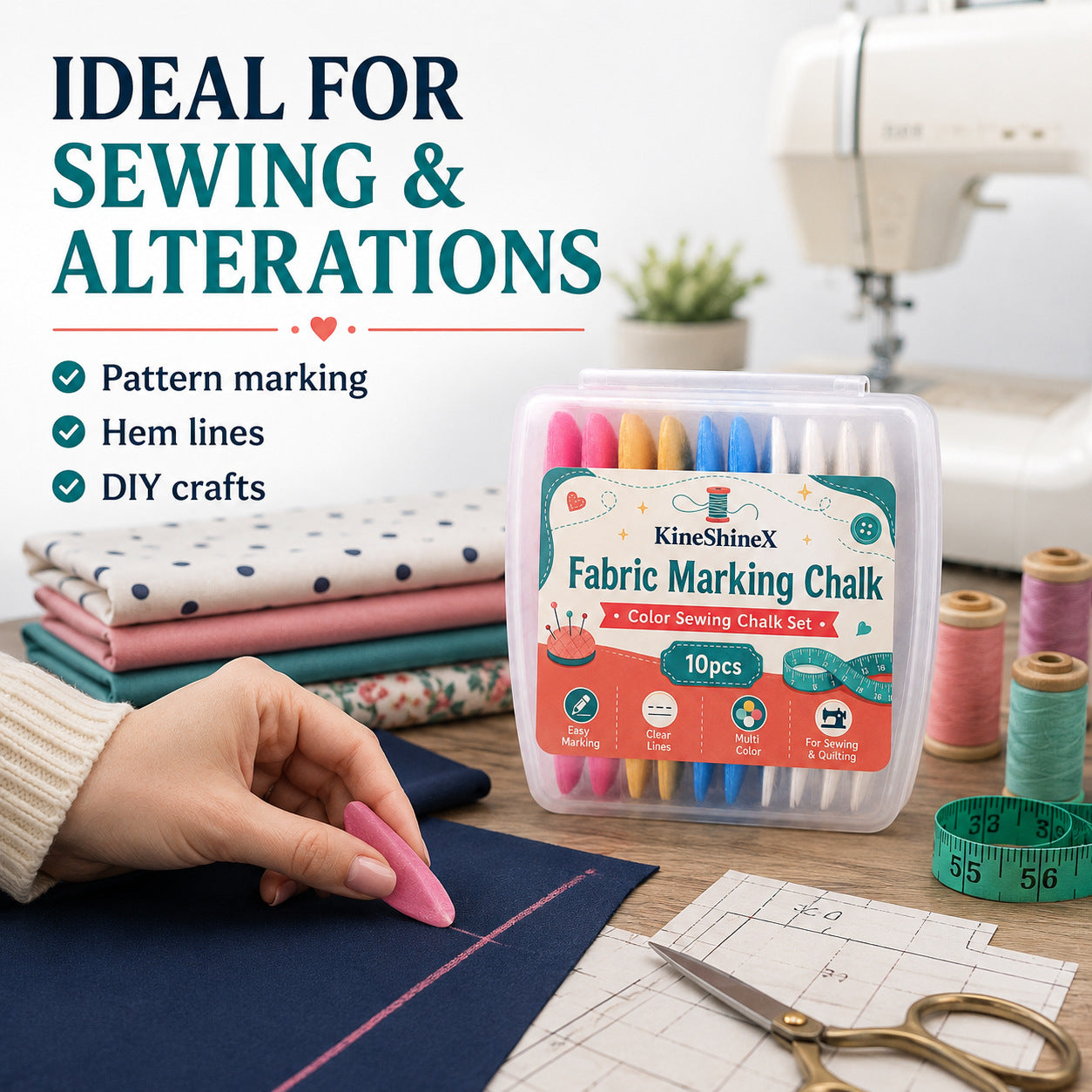 Clear Line Fabric Chalk✂️ Clear marking for sewing & tailoring, easy wipe off without damaging fabrics.