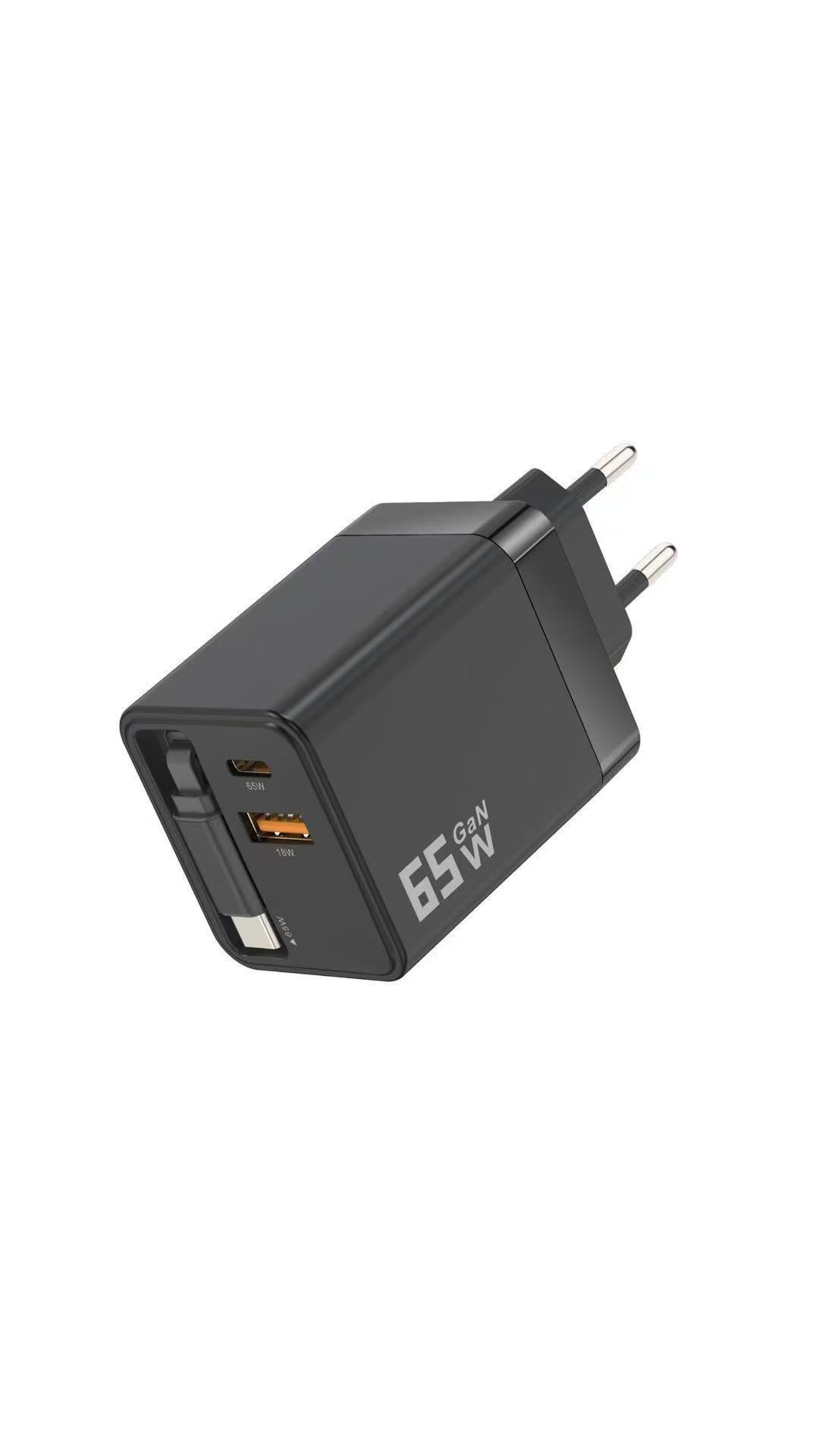 🔥65W Fast Charging Phone Charger Block with Retractable 80cm Type-C Cable