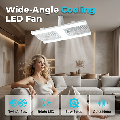 🌬️✨ Dual ceiling fan with LED light – modern design with remote control for the living room and bedroom