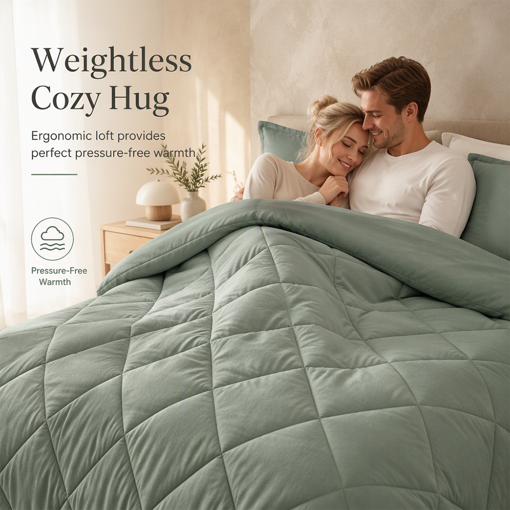 🛏️ Brushed Microfiber Comforter Set: Diamond Quilting, Moisture-Wicking, All-Season, 2 Pillowcases