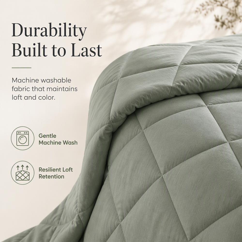 🛏️ Brushed Microfiber Comforter Set: Diamond Quilting, Moisture-Wicking, All-Season, 2 Pillowcases