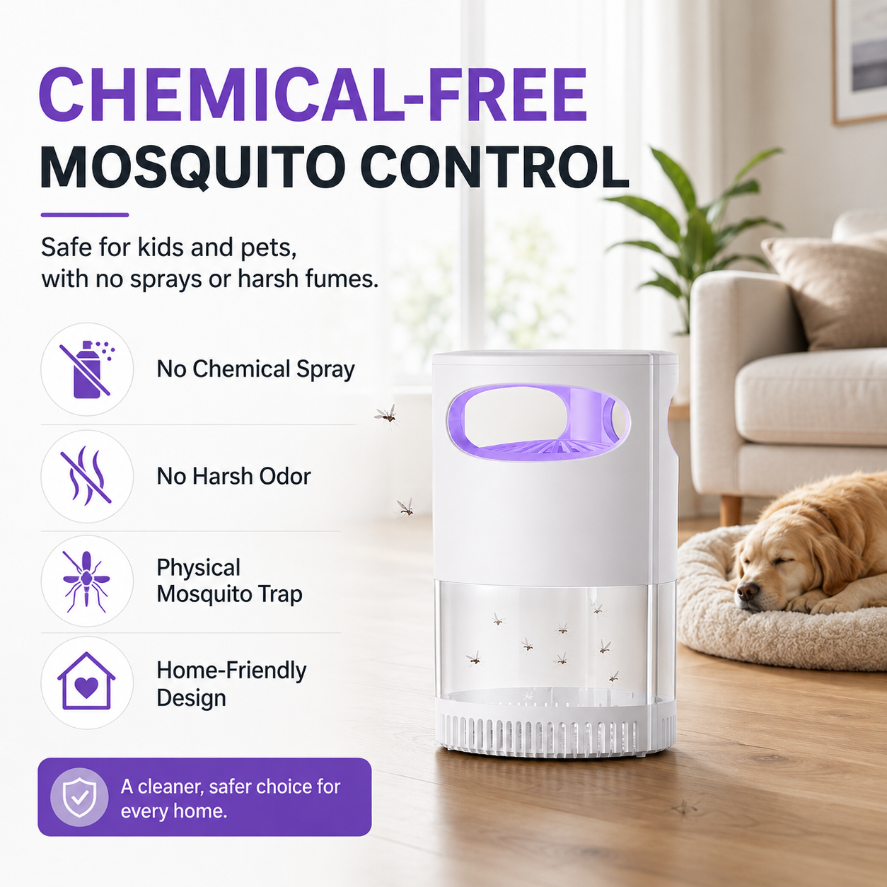 🌙 LIMITED-TIME 50% OFF! ✨ UV Mosquito Killer Lamp – USB, Quiet, Chemical-Free 🦟