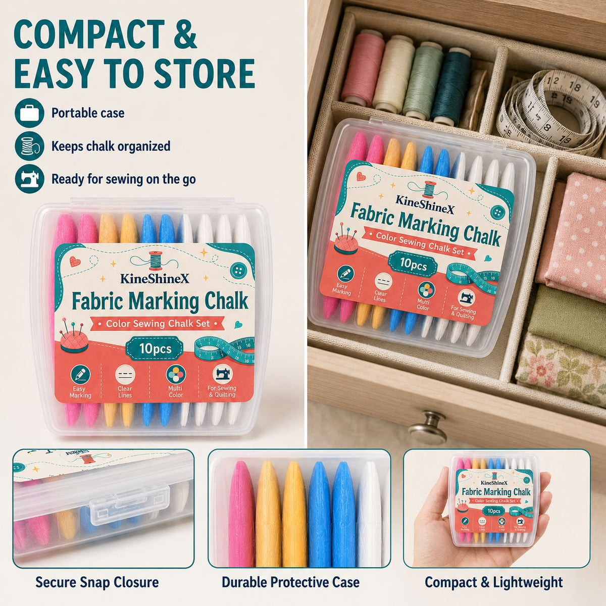 Clear Line Fabric Chalk✂️ Clear marking for sewing & tailoring, easy wipe off without damaging fabrics.