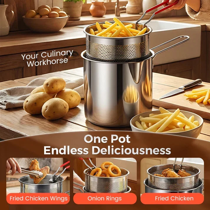 🔥 HOT SALE 50% OFF! 🍳 304 Stainless Steel Multifunctional Fryer – Deep Fry, Pan Fry, Boil & Stew in One Pot ✨