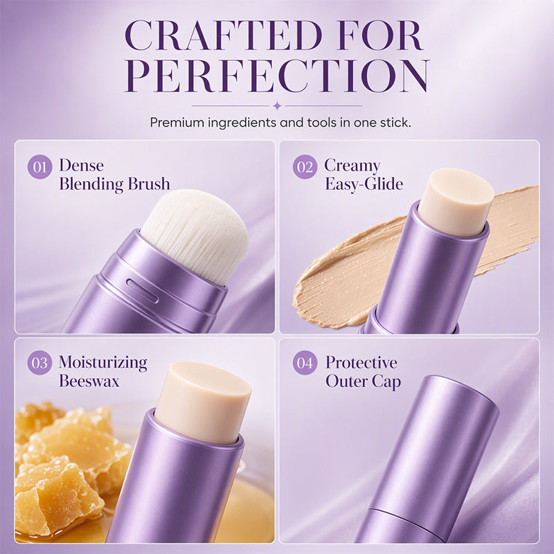 ✨50% OFF 🎨 2-in-1 Color Changing Foundation Stick – Auto Matches Your Skin Tone, Built-In Brush 💄