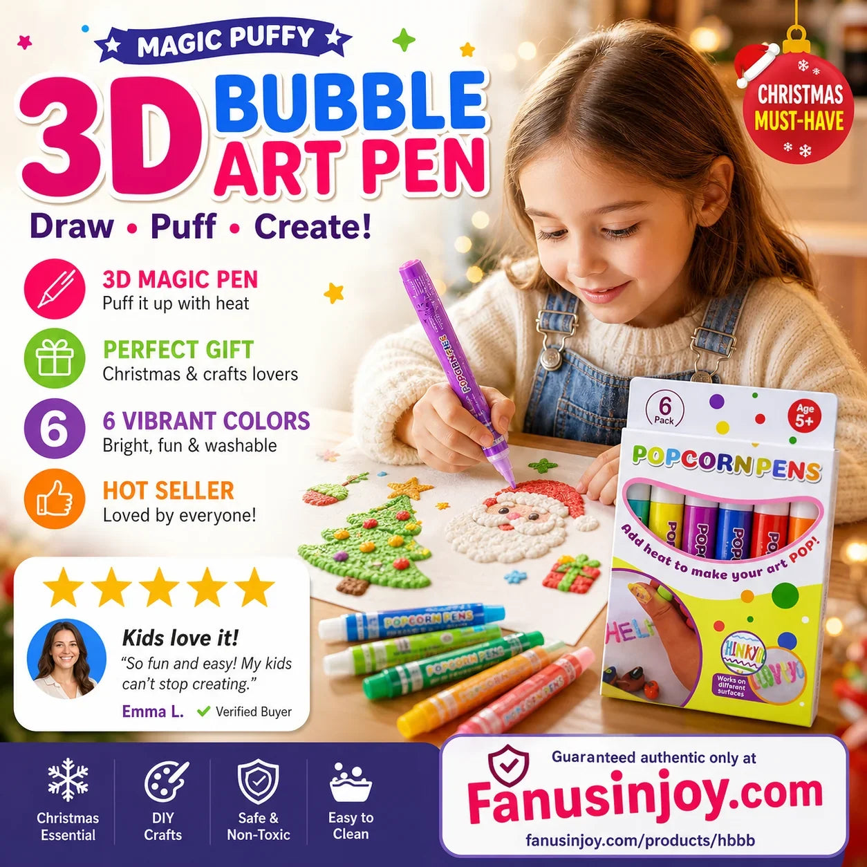 🎁🔮Magic Pen – Draw 3D with one stroke!🎄 DIY Bubble Popcorn Drawing Pens& Buy 3 Pay 2 🔥