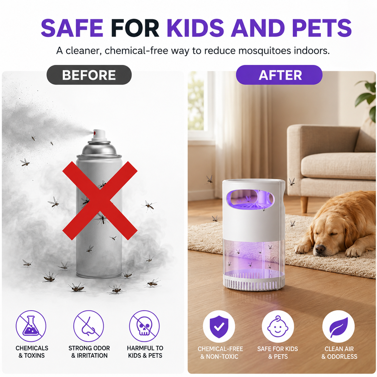 🌙 LIMITED-TIME 50% OFF! ✨ UV Mosquito Killer Lamp – USB, Quiet, Chemical-Free 🦟
