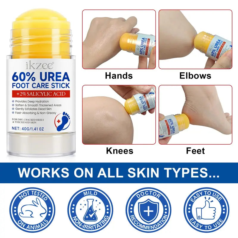 40g Urea Foot Care Stick, Moisturizing Hydrating Foot Care Cream, Intensive Repair Foot Skin Care Product for Dry Cracked Heels, Foot Dead Skin Remover