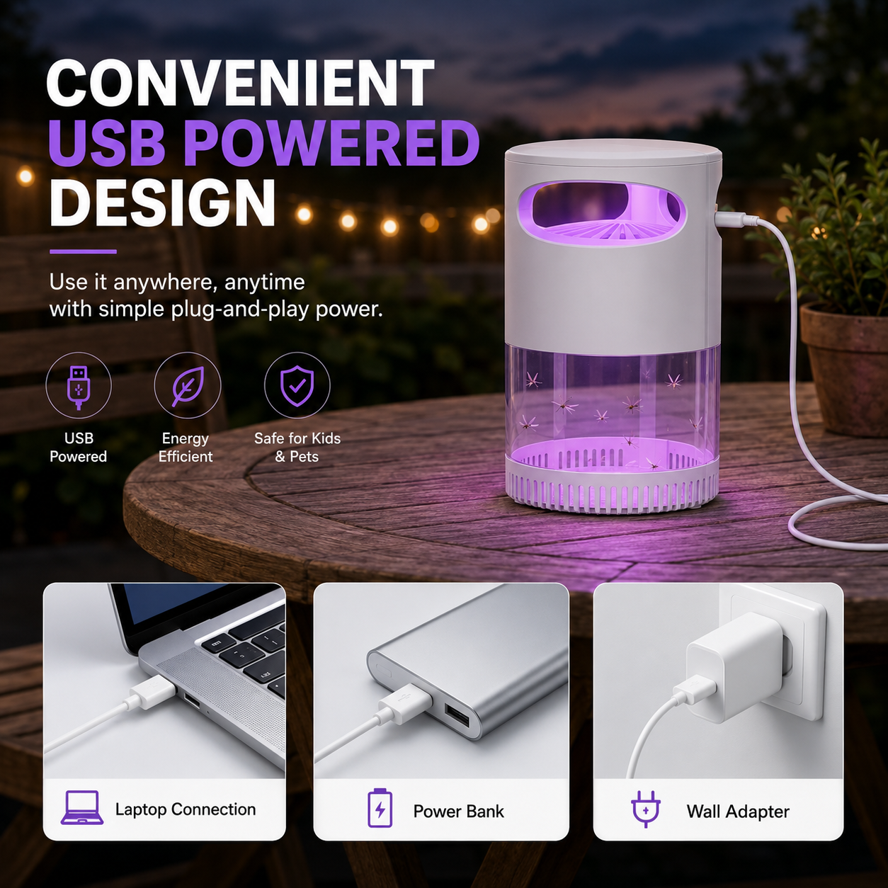 🌙 LIMITED-TIME 50% OFF! ✨ UV Mosquito Killer Lamp – USB, Quiet, Chemical-Free 🦟