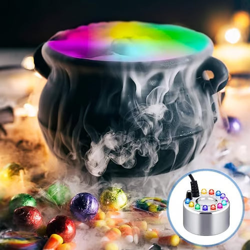 12-LED Ultrasonic Mist Maker Fogger – Creates cool mist & colourful light – Perfect for humidifiers, fountains or Halloween decor – runs quietly in water 💧✨
