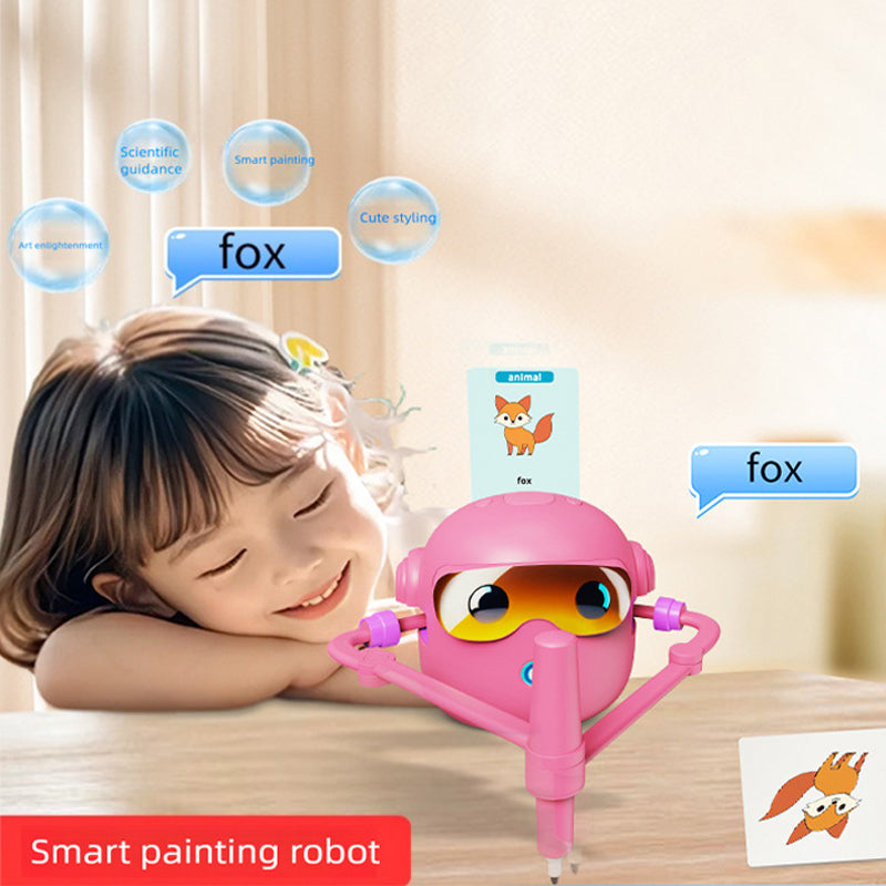 🎄 Christmas special offer – Interactive drawing robot for children with 100 cards