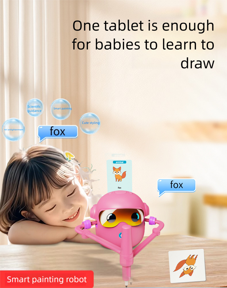 🎄 Christmas special offer – Interactive drawing robot for children with 100 cards
