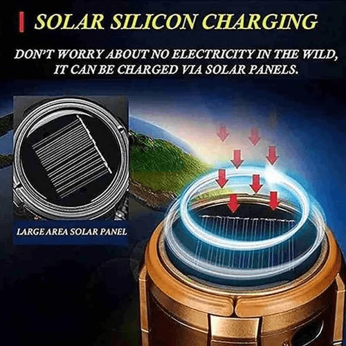 💎 -50% ON 6-IN-1 SOLAR CAMPING FAN & LIGHT! 💎 Retractable LED, Emergency Power & Waterproof🏕️☀️