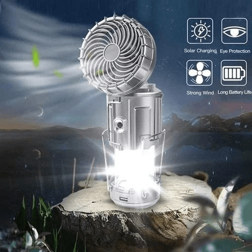 💎 -50% ON 6-IN-1 SOLAR CAMPING FAN & LIGHT! 💎 Retractable LED, Emergency Power & Waterproof🏕️☀️