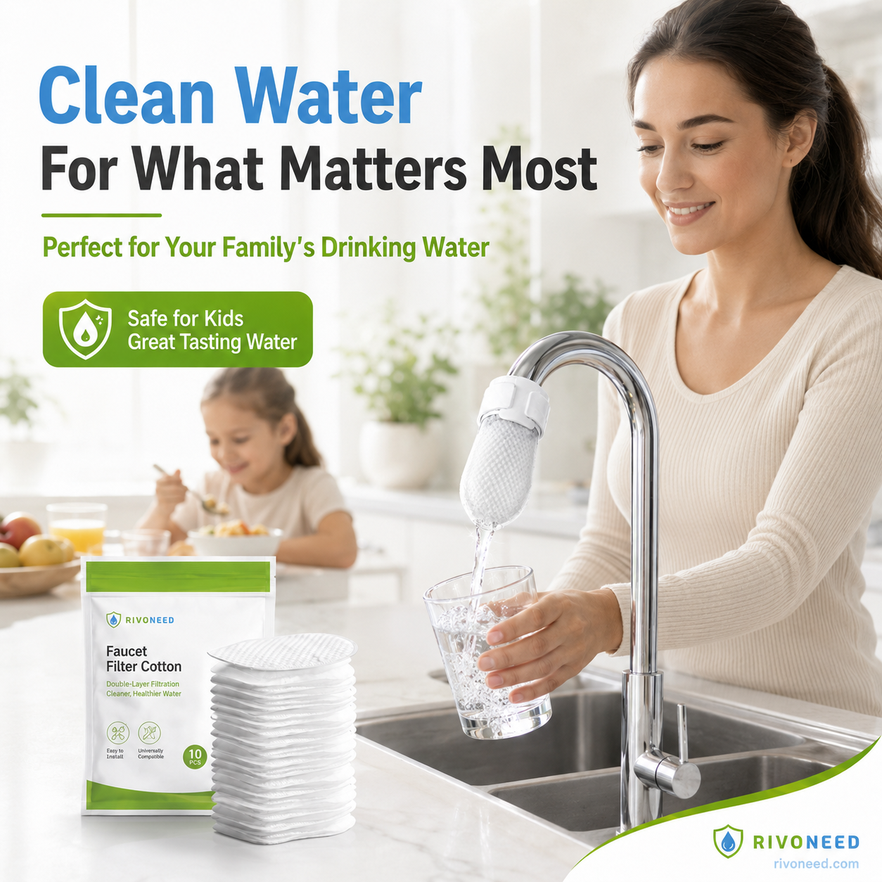 ⏰50%OFF⚡50K+ SOLD!💥Anti-Splash Kitchen Faucet Cotton Filter for Sediment & Rust Removal