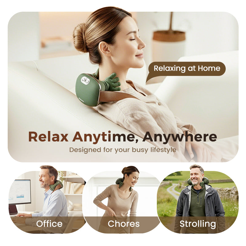 💆‍♂️ 50% OFF NOW! ✨ Portable Neck Massager – Shiatsu Kneading, 3D Deep Relief & Wireless Use 🔋