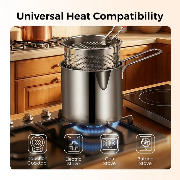🔥 HOT SALE 50% OFF! 🍳 304 Stainless Steel Multifunctional Fryer – Deep Fry, Pan Fry, Boil & Stew in One Pot ✨