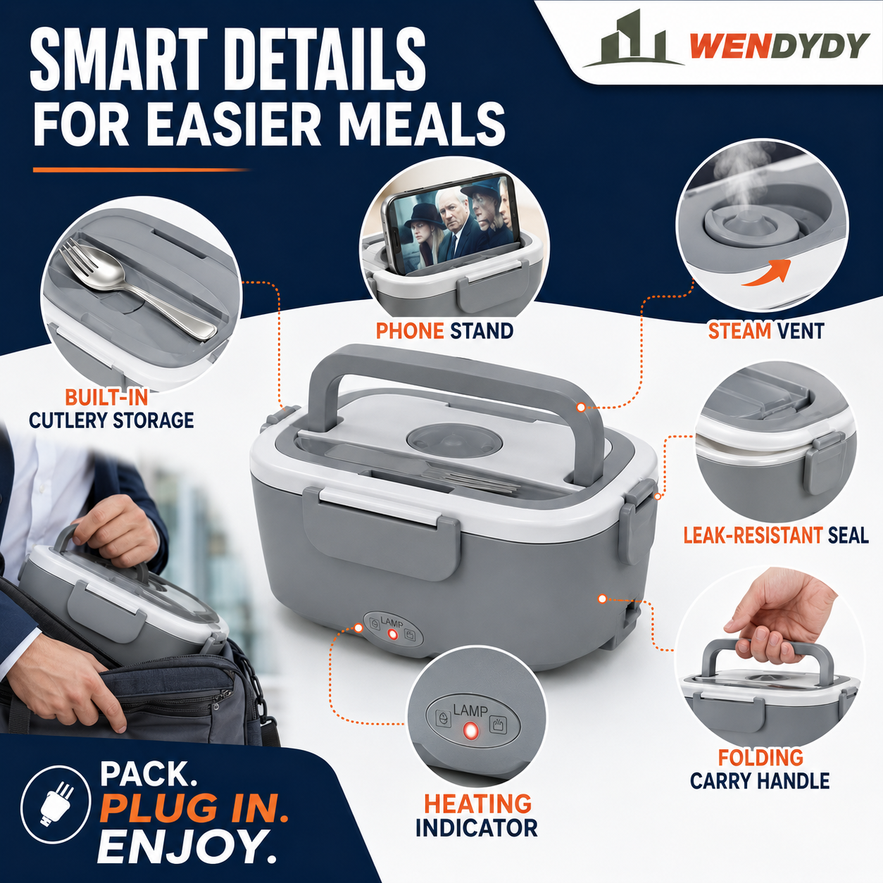 🔥 50% off today! 🍱Portable Food Warmer✨ Compact long-lasting heat, dual use for car & home to keep meals warm.