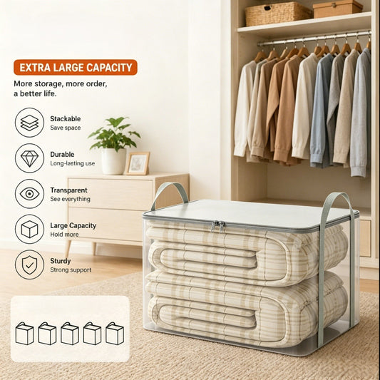 🎁 2026 Sale 50% OFF📦Large Heavy-Duty Thick Plastic Clear Storage Bag for Clothes, Moving & Storage