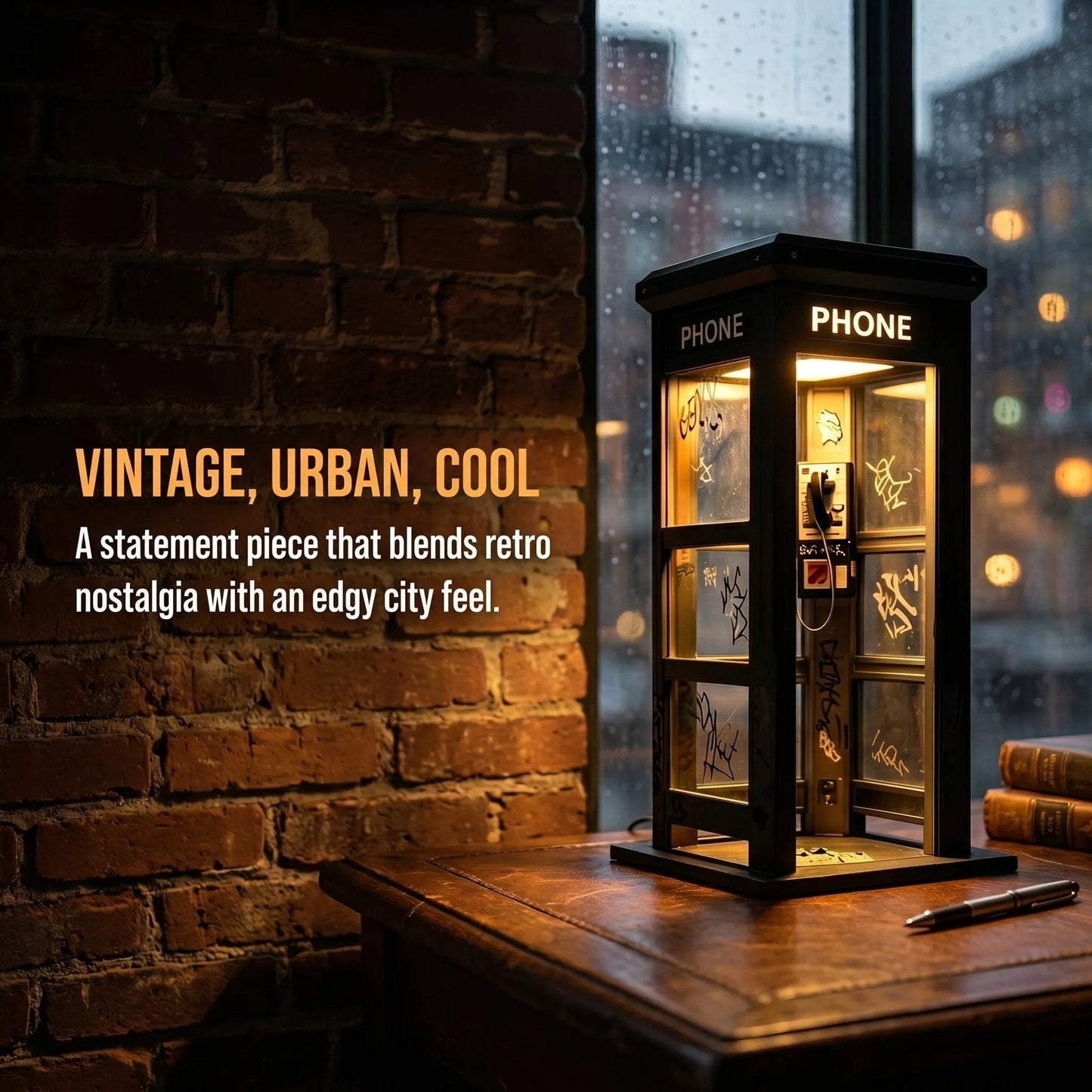 📞✨Vintage Phone Booth Ambient Lamp