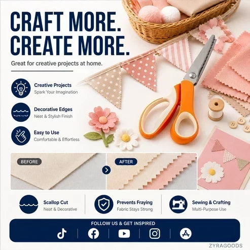 ✂️ 2026 Sale — Over 23,100 Sold! 🧵 Multipurpose Pinking Shears Serrated Scissors – Zigzag Fabric Cutting, Ergonomic Handle & Rust-Resistant Steel ⚡