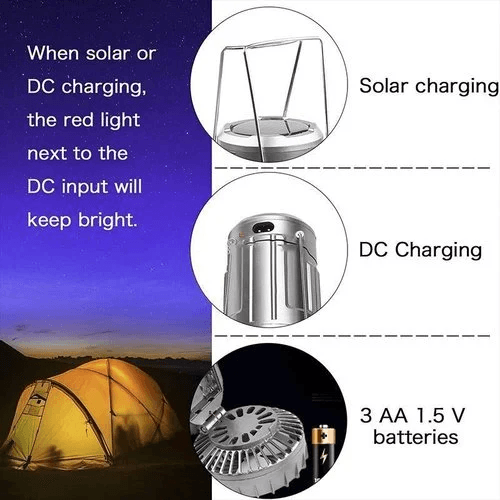 💎 -50% ON 6-IN-1 SOLAR CAMPING FAN & LIGHT! 💎 Retractable LED, Emergency Power & Waterproof🏕️☀️