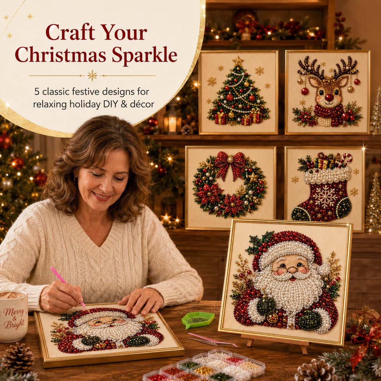 🔥LIMITED TIME 49% OFF🔥DIY Christmas Pearl Art Kit Beginner Friendly Craft