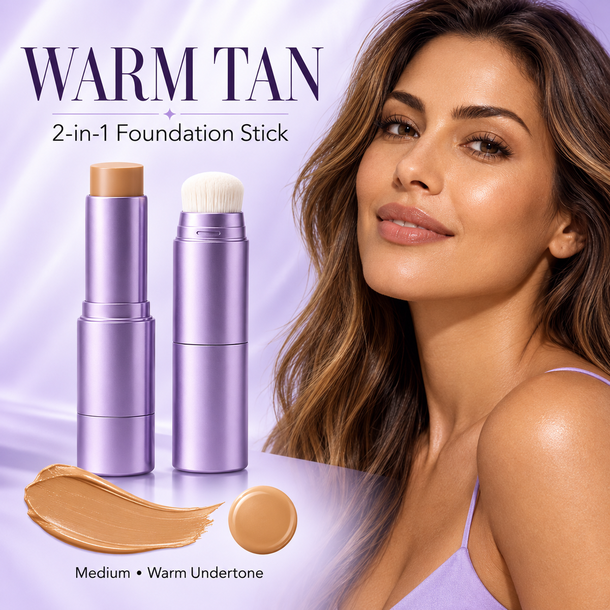 ✨50% OFF 🎨 2-in-1 Color Changing Foundation Stick – Auto Matches Your Skin Tone, Built-In Brush 💄