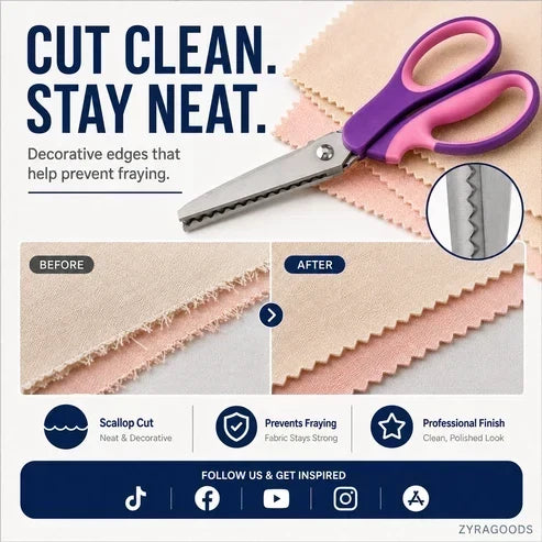 ✂️ 2026 Sale — Over 23,100 Sold! 🧵 Multipurpose Pinking Shears Serrated Scissors – Zigzag Fabric Cutting, Ergonomic Handle & Rust-Resistant Steel ⚡