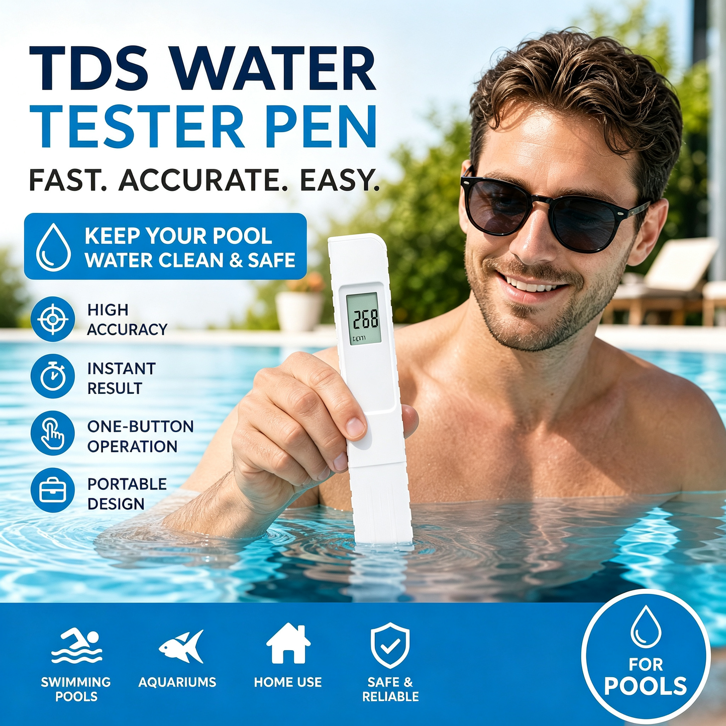 ✨ 3-in-1 TDS Water Quality Tester - Measures pH, Chlorine, and Hardness with LCD Display for Pools and Aquariums 🌊📱