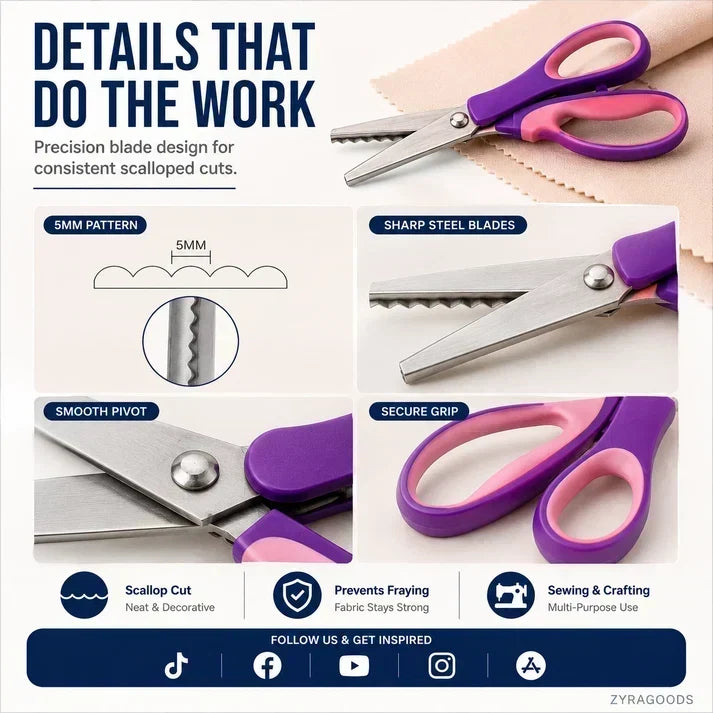 ✂️ 2026 Sale — Over 23,100 Sold! 🧵 Multipurpose Pinking Shears Serrated Scissors – Zigzag Fabric Cutting, Ergonomic Handle & Rust-Resistant Steel ⚡