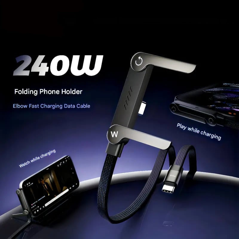 🎁Year-End Sale 🏆⚡2-in-1 Fast Charging Cable with Adjustable Phone Stand