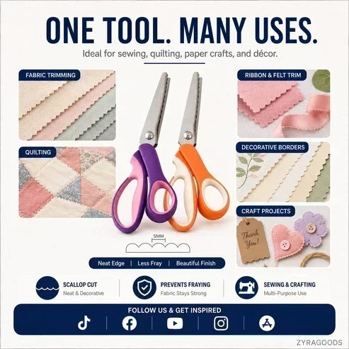 ✂️ 2026 Sale — Over 23,100 Sold! 🧵 Multipurpose Pinking Shears Serrated Scissors – Zigzag Fabric Cutting, Ergonomic Handle & Rust-Resistant Steel ⚡