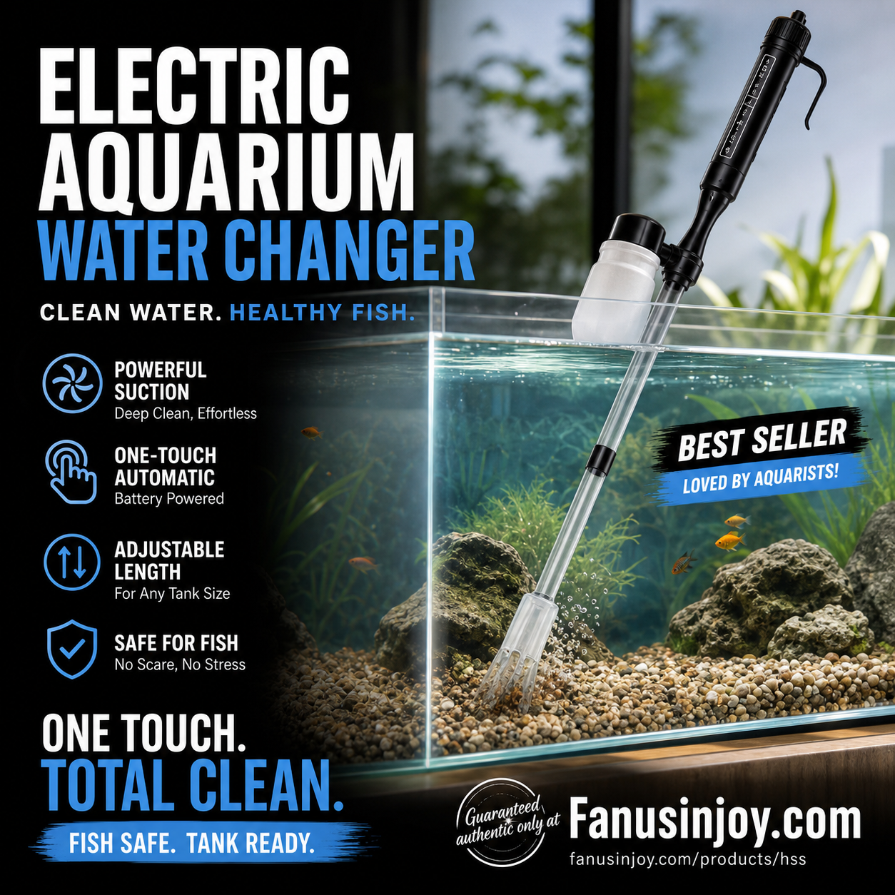 🎉Limited Time 50% OFF！🐠💦No more worries about poor water quality during water changes！ 🔥 Electric Aquarium Gravel Cleaner✨