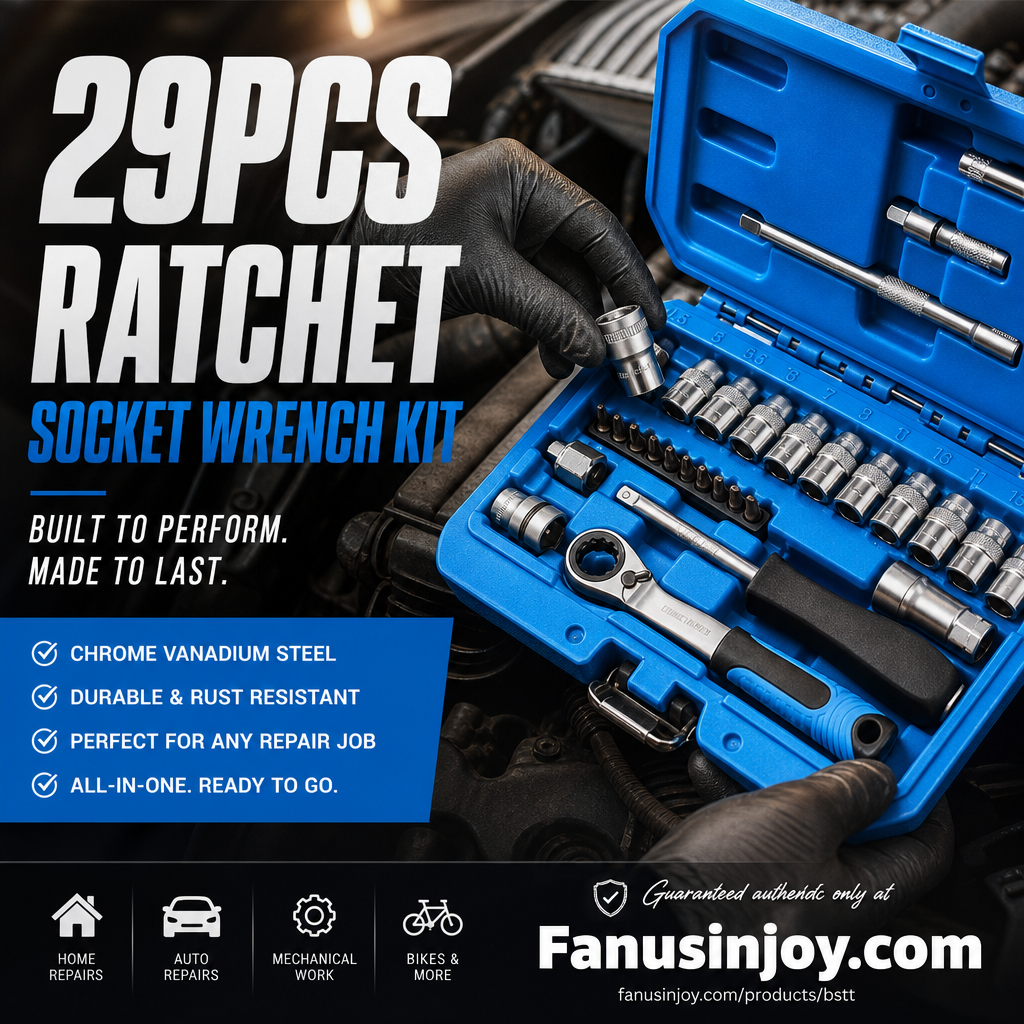 ⏳🔥LIMITED-TIME 50% OFF! ⏰🔧🚗 29pcs Core Ratchet Socket Wrench Kit – Chrome‑vanadium steel, 11 sockets & 10 bits. Perfect for car repairs & DIY 🛠️✨