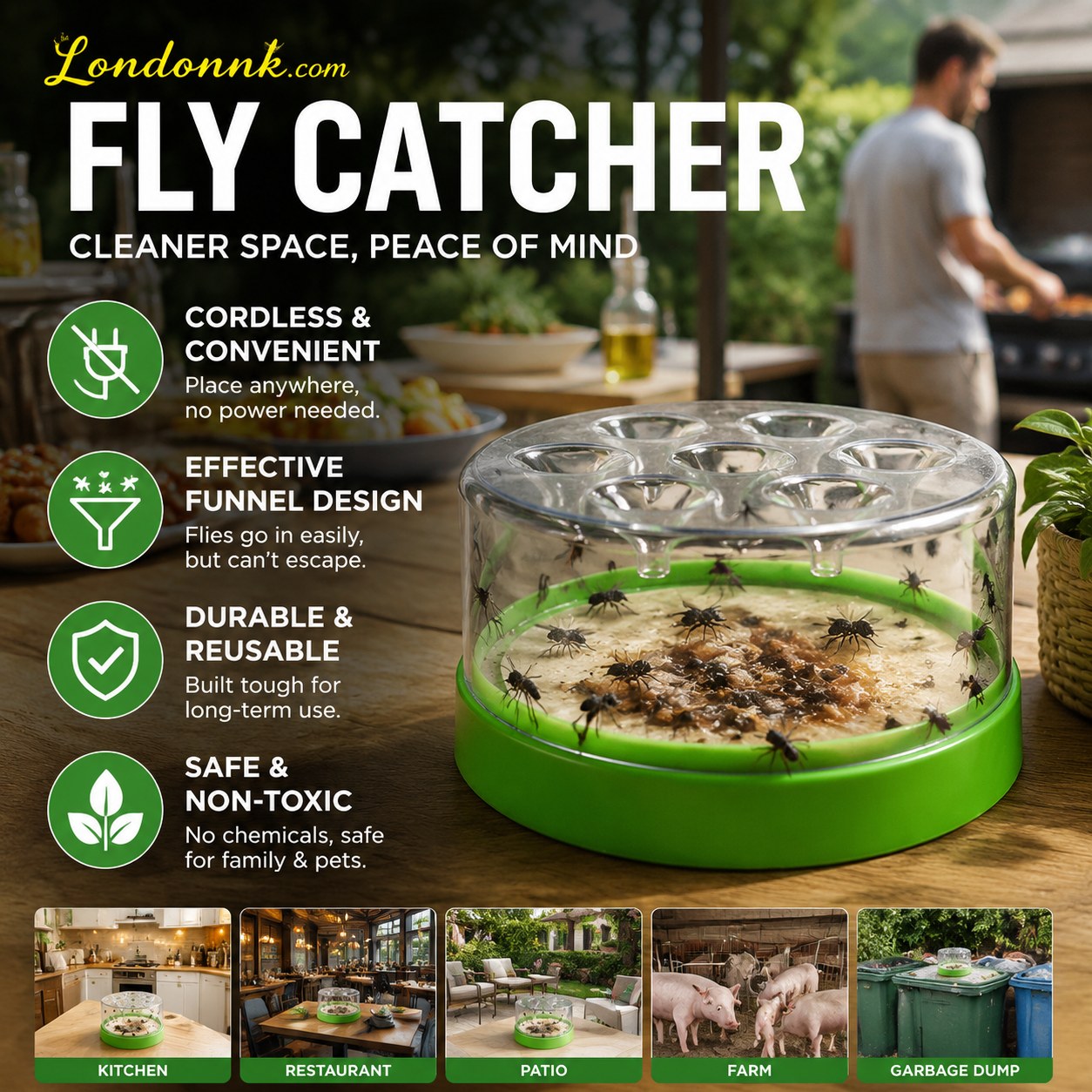 🏆Flash Sale⚡50K+ SOLD! Almost Gone-💥🔌✅ Reusable fly trap—no electricity, no poison! 🏠 Safe to use in the kitchen and around children and pets.1