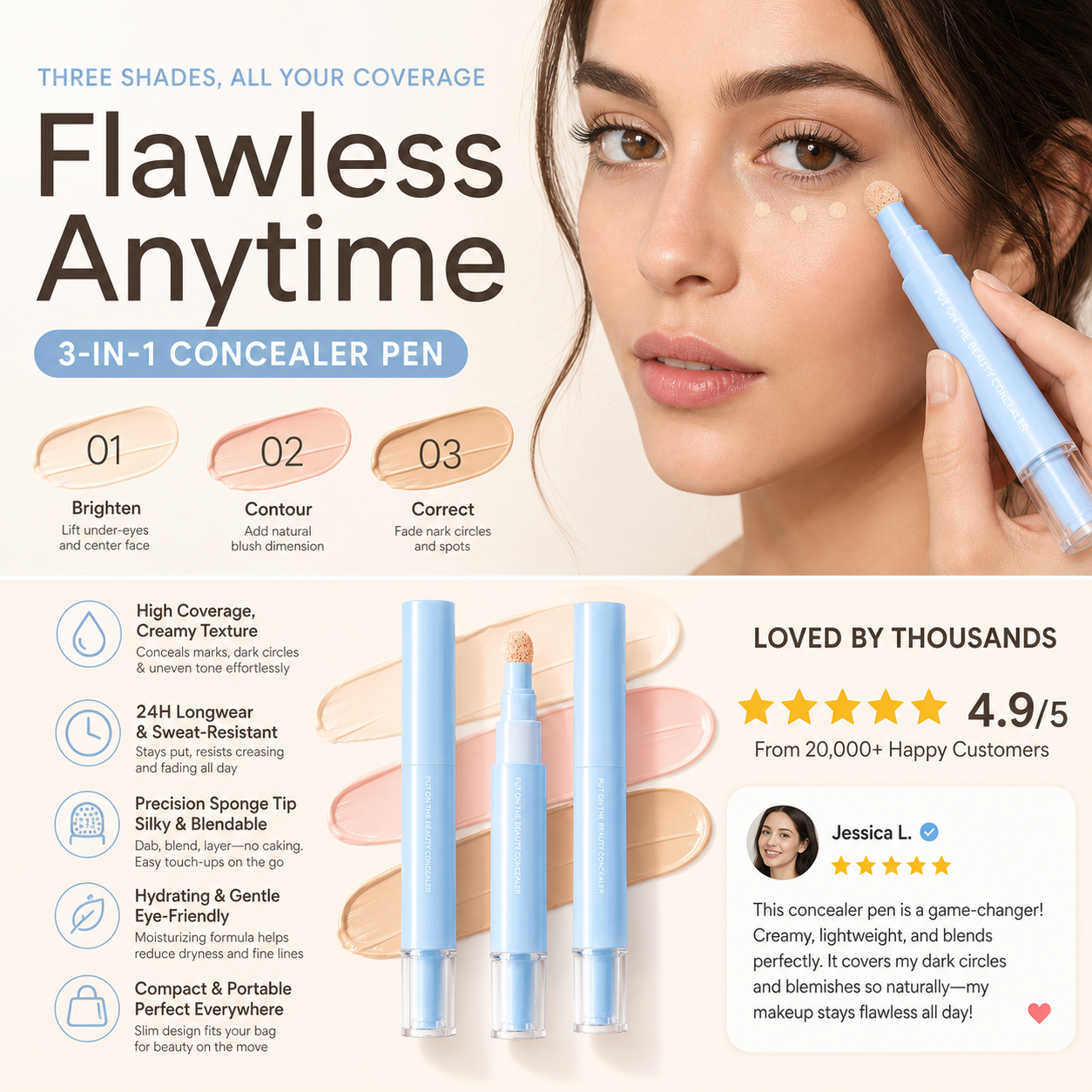 🎉 2026 Sale — Over 35,100 Sold!🎨24H Long‑Lasting Concealer & Foundation Pen ✨