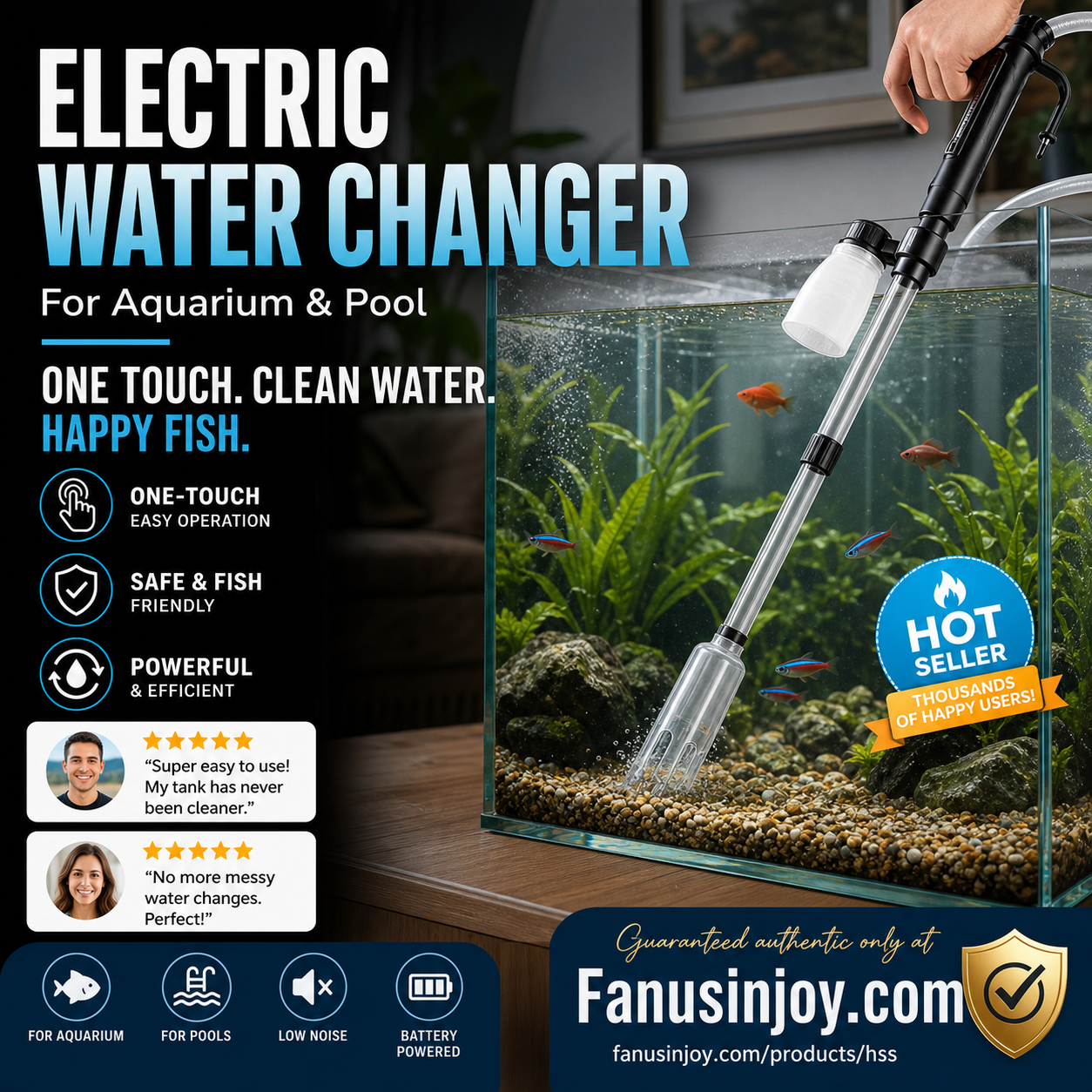 🎉Limited Time 50% OFF！🐠💦No more worries about poor water quality during water changes！ 🔥 Electric Aquarium Gravel Cleaner✨